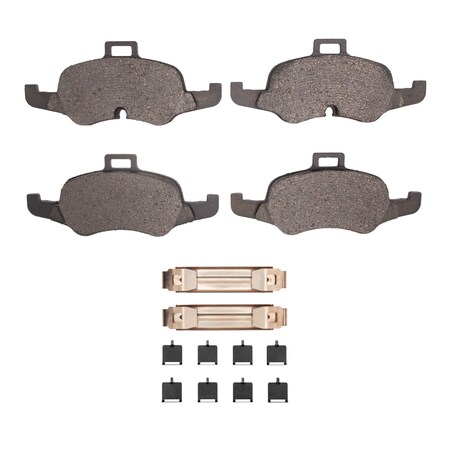Dynamic Friction Co 5000 Advanced Brake Pads - Low Metallic and Hardware Kit, Long Pad Wear, Front 1551-1876-01